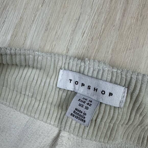 TOPSHOP Cream Corduroy Wide Leg High Rise Retro Chic Women's Trousers Pants 10 - Picture 13 of 15